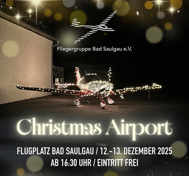 Christmas Airport Bad Saulgau: Lichtermeer-Weihnachtsmarkt am Flugplatz im Dezember 2025 christmas airport bad saulgau 2025 adri blue nova