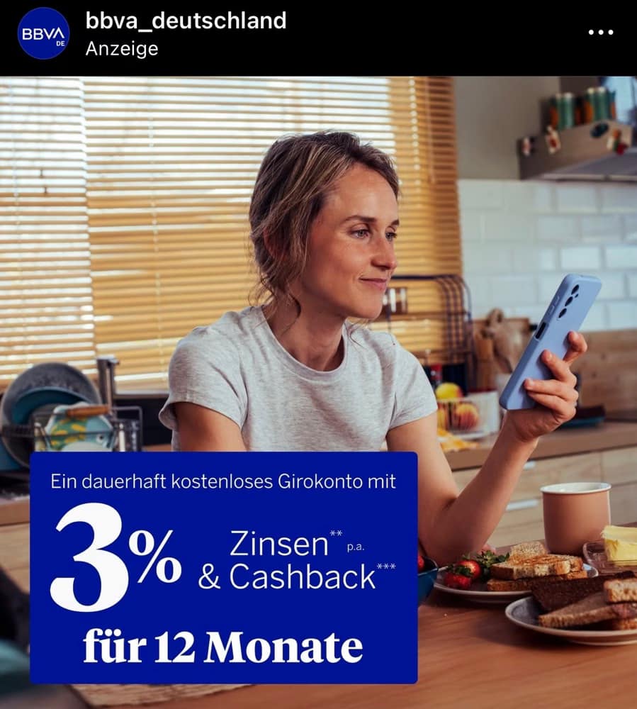 BBVA in Deutschland: Das neue Girokonto mit 3 % Zinsen & Cashback!
